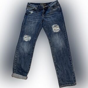 Michael Kors Women's Dillon Relaxed Fit Distressed Blue Denim Jeans